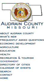 Audrain County site navigational image map; text links at the bottom of the page